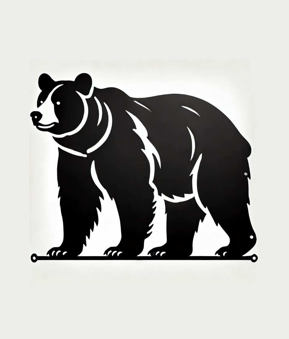 Minimalist Black Bear Metal Wall Art
